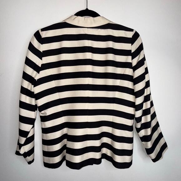 Vintage Tootsies Silk Blazer – Size 6 Black & White Striped Statement Jacket – - Picture 2 of 16